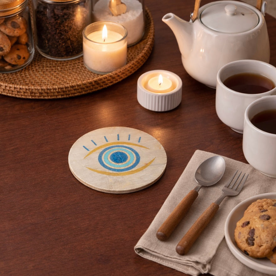 ERVY Eyes Wooden x Mother of Pearl Coaster – 2