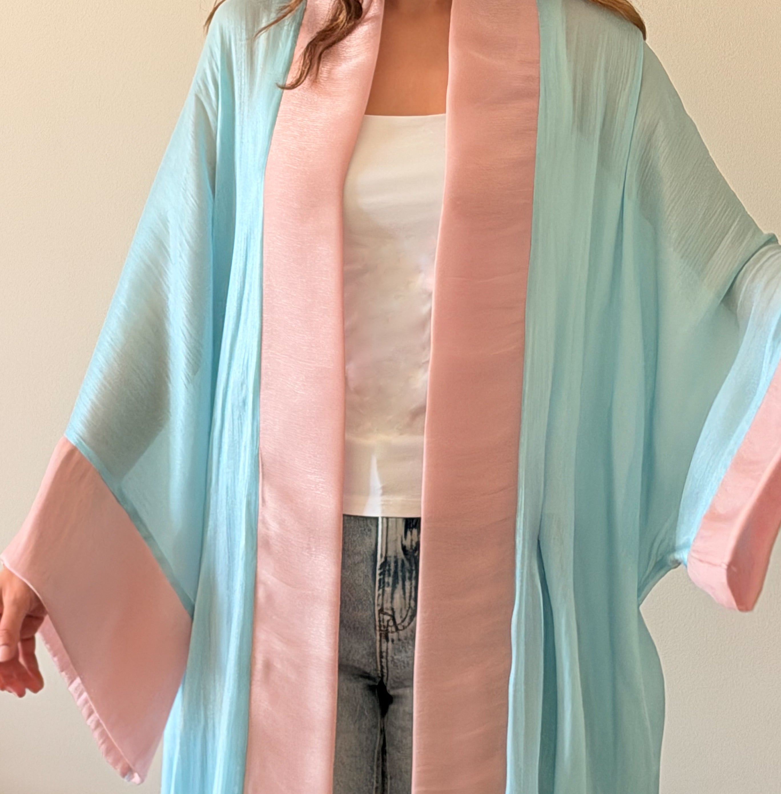 NOARINA Sheer Chiffon Baby Blue Kimono