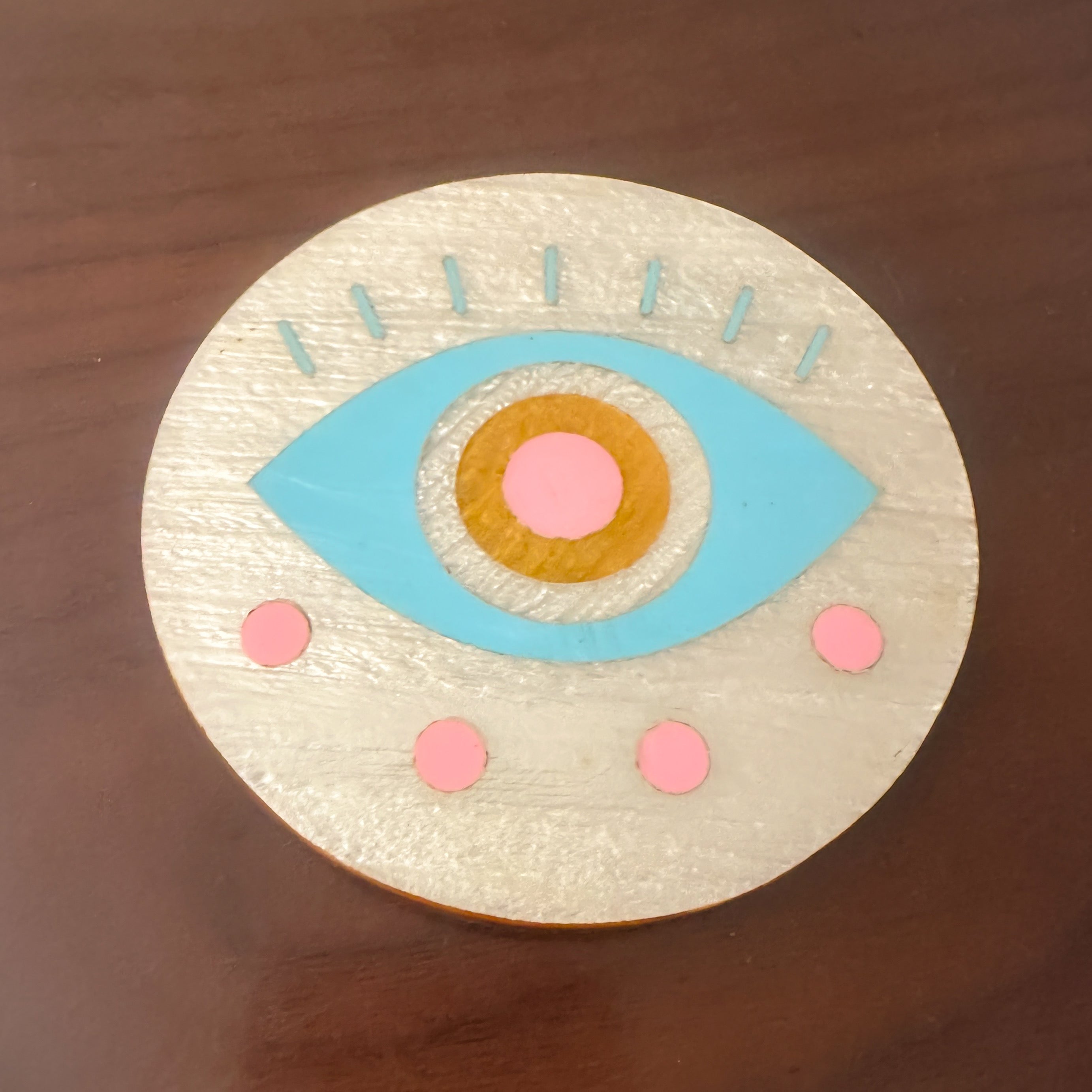 ERVY Blue x Pink Wooden x Mother of Pearl Coaster – 2