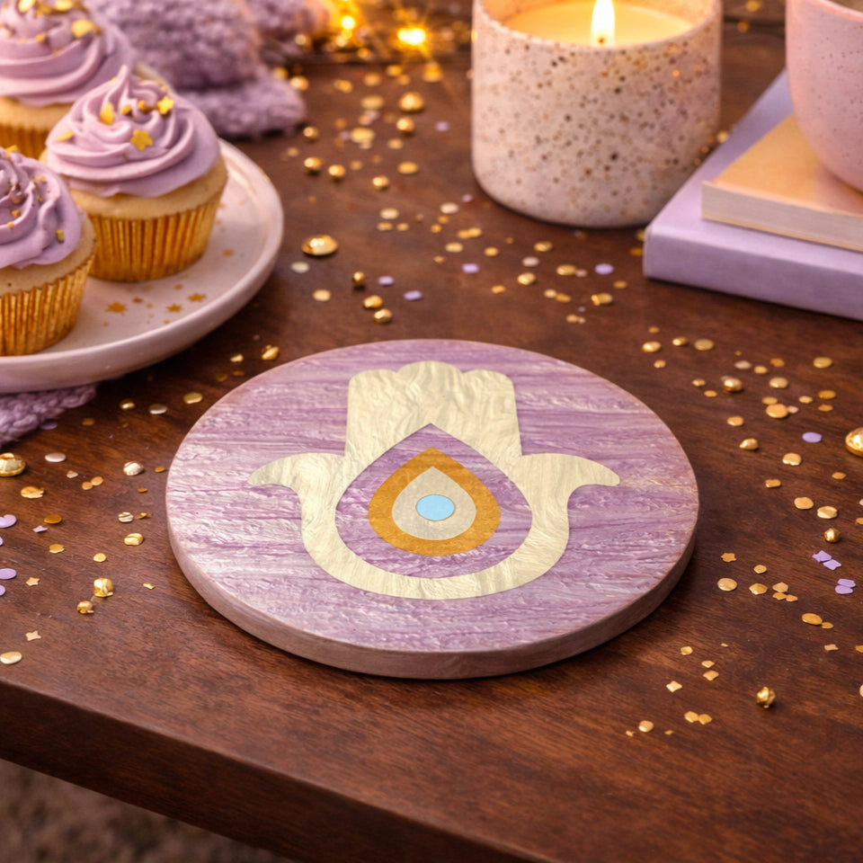 ERVY Purple Wooden x Mother of Pearl Coaster