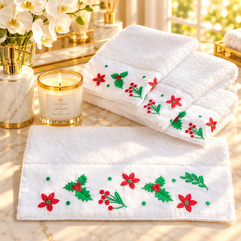 Green x Red Leaves Guest Towel – 3