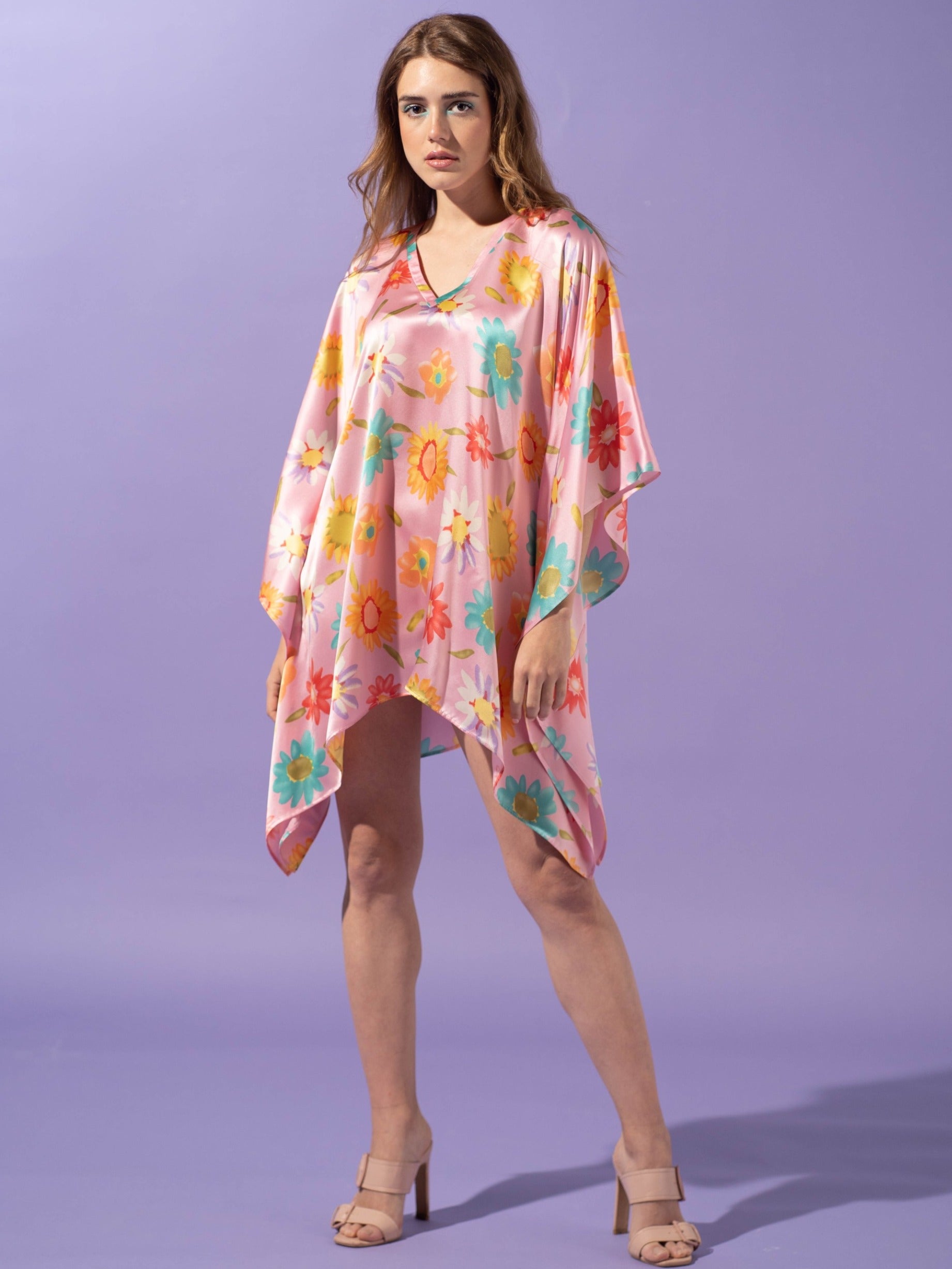 KUKAZ Pink 100% Pure Silk Short Dress