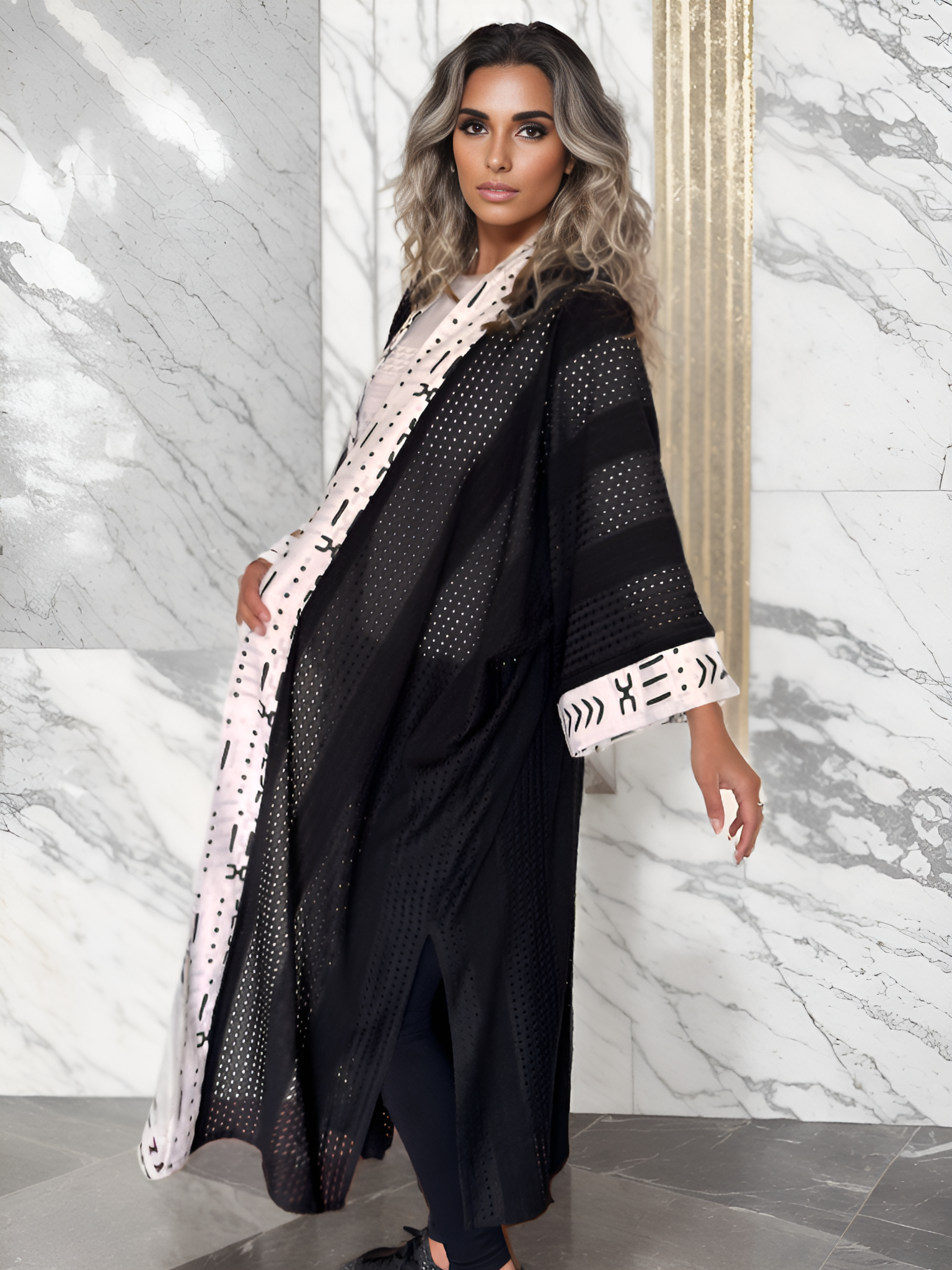NOARINA Black x White Long Kimono – 5