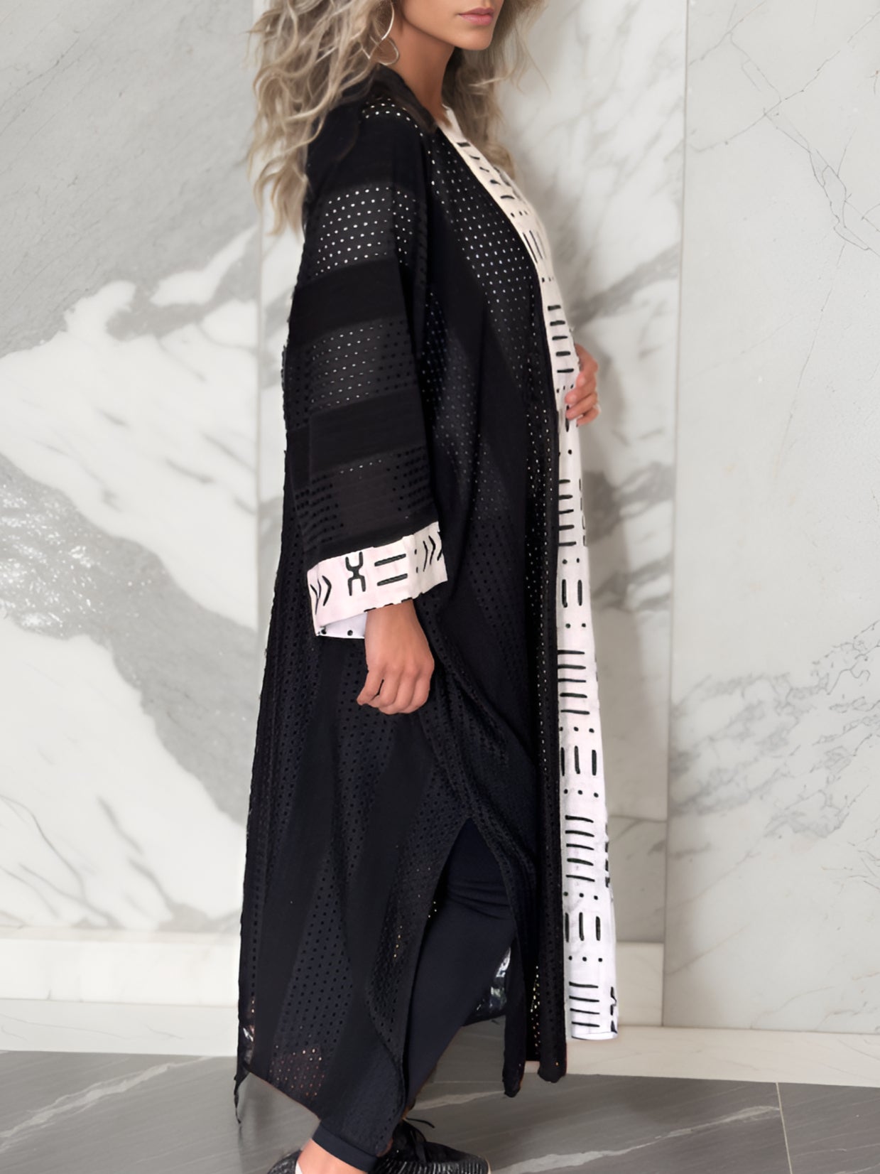 NOARINA Black x White Long Kimono – 6