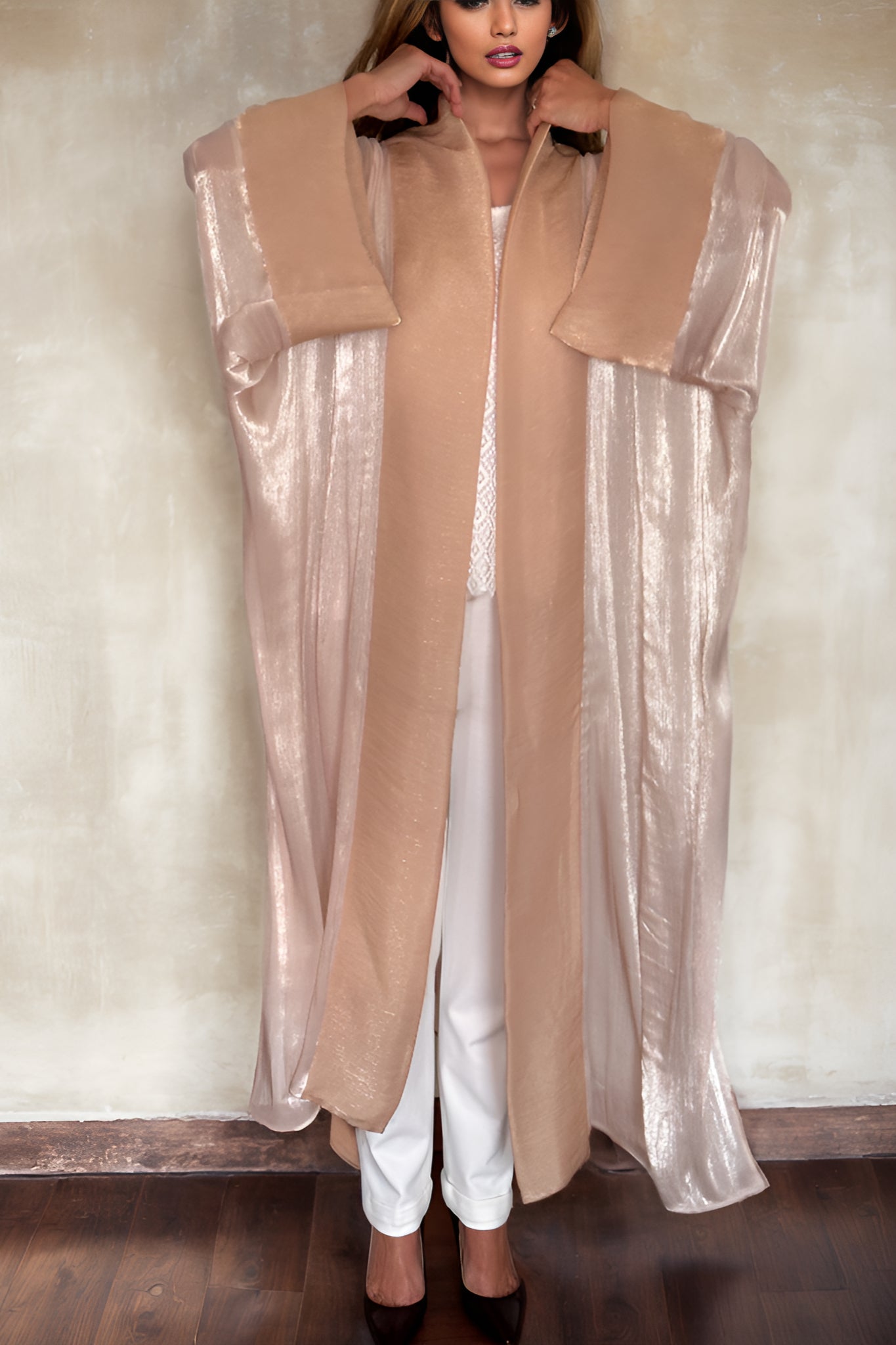 NOARINA Sheer Chiffon Beige Long Kimono – 4