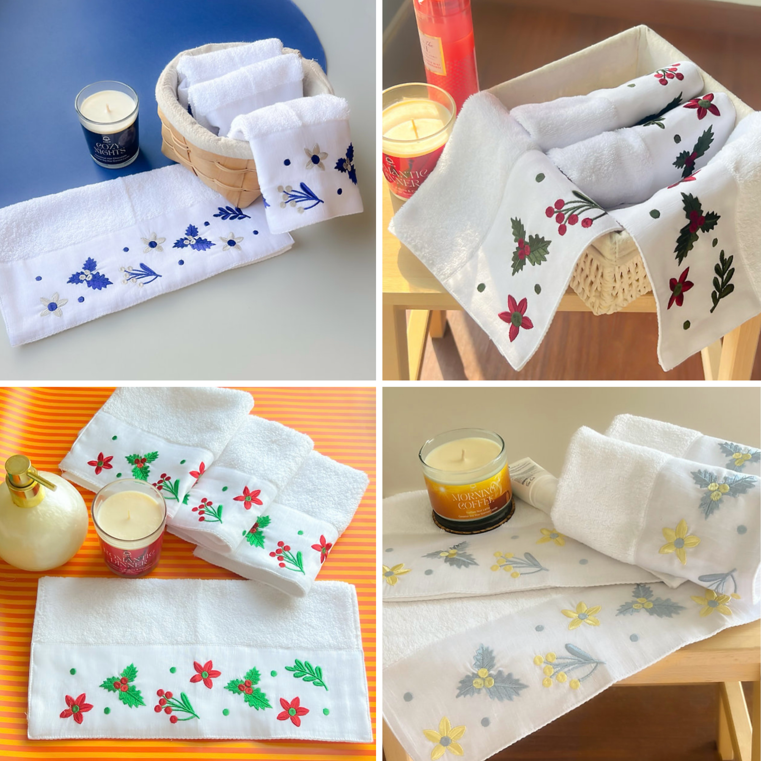 SAVING Bundle: 4 Leaves Guest Towels + 1 MOODY 250gm Candle ”SAVE 10”