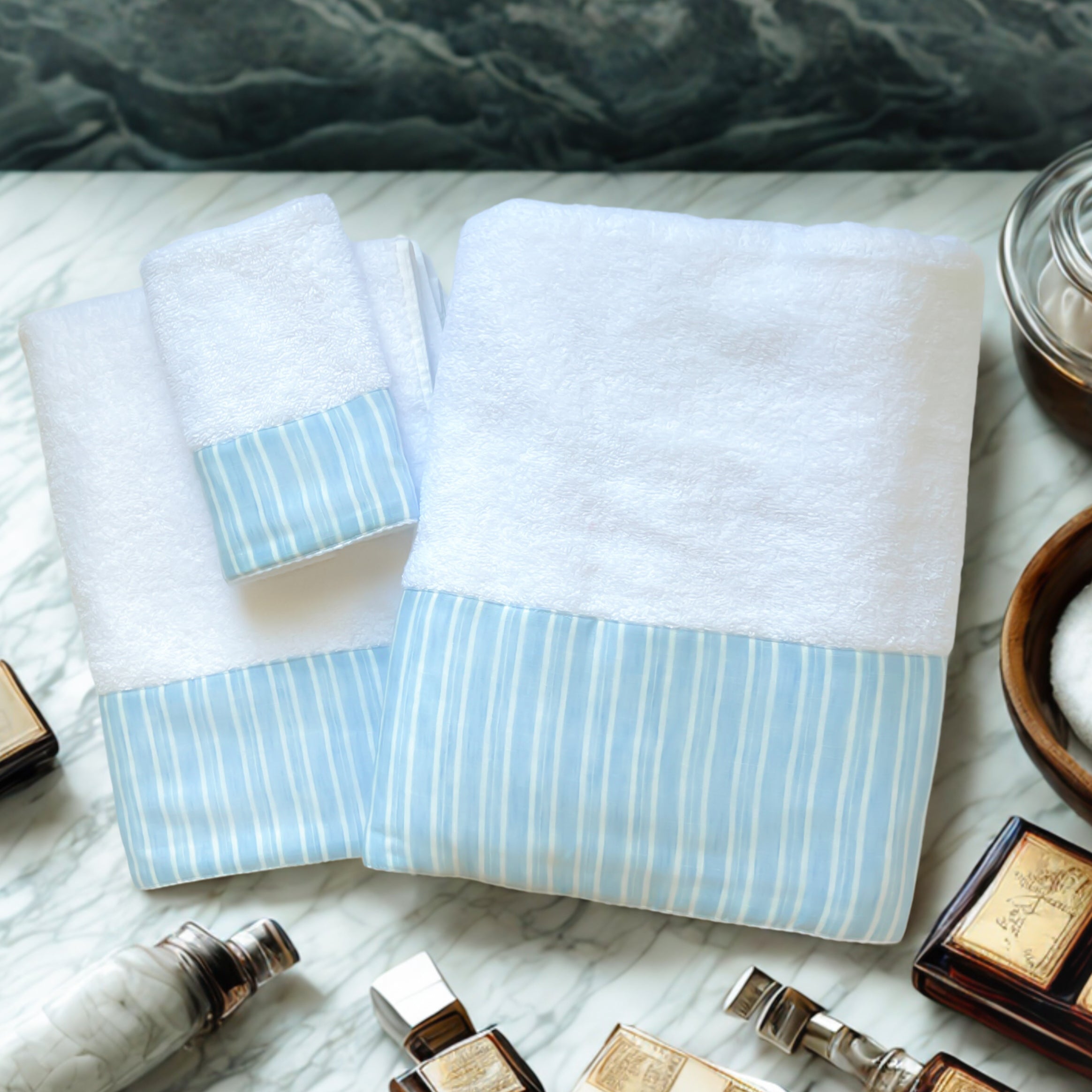 TELA Linen Blue Stripes Towels – 5