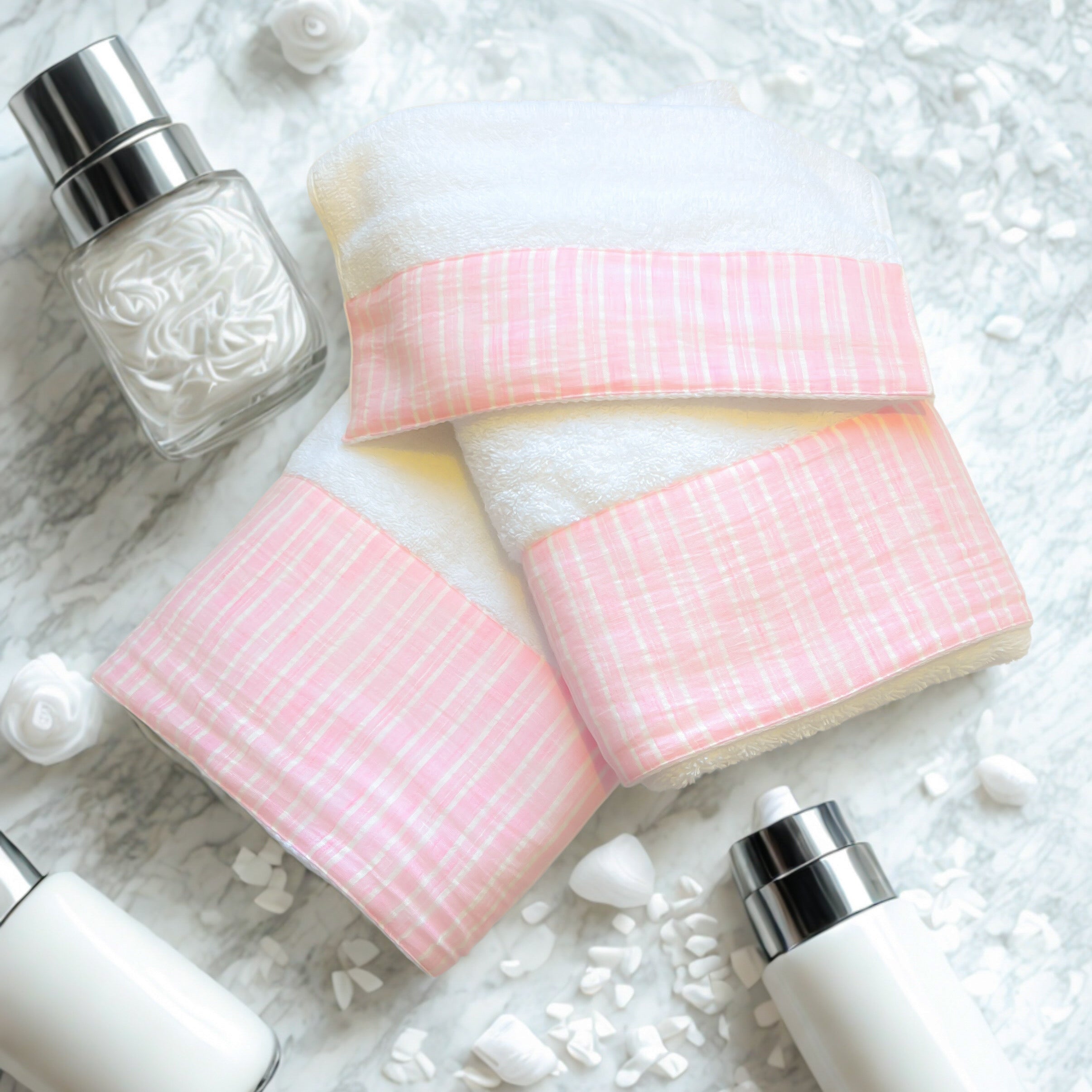 TELA Linen Pink Stripes Towels – 2