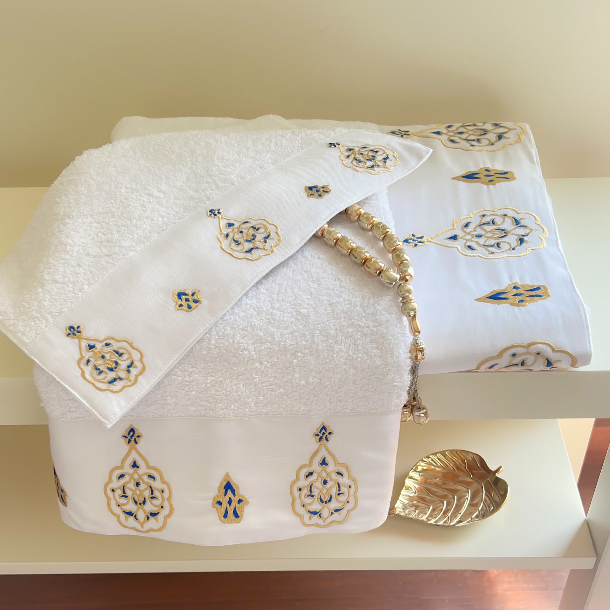 YAQEEN Gold X Blue Towels