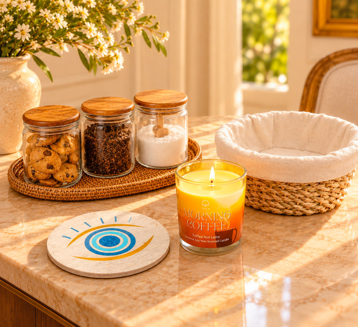 SAVING Bundle: 1 KORGY Basket + 1 MOODY Candle + 1 ERVY Coaster "SAVE 10%"