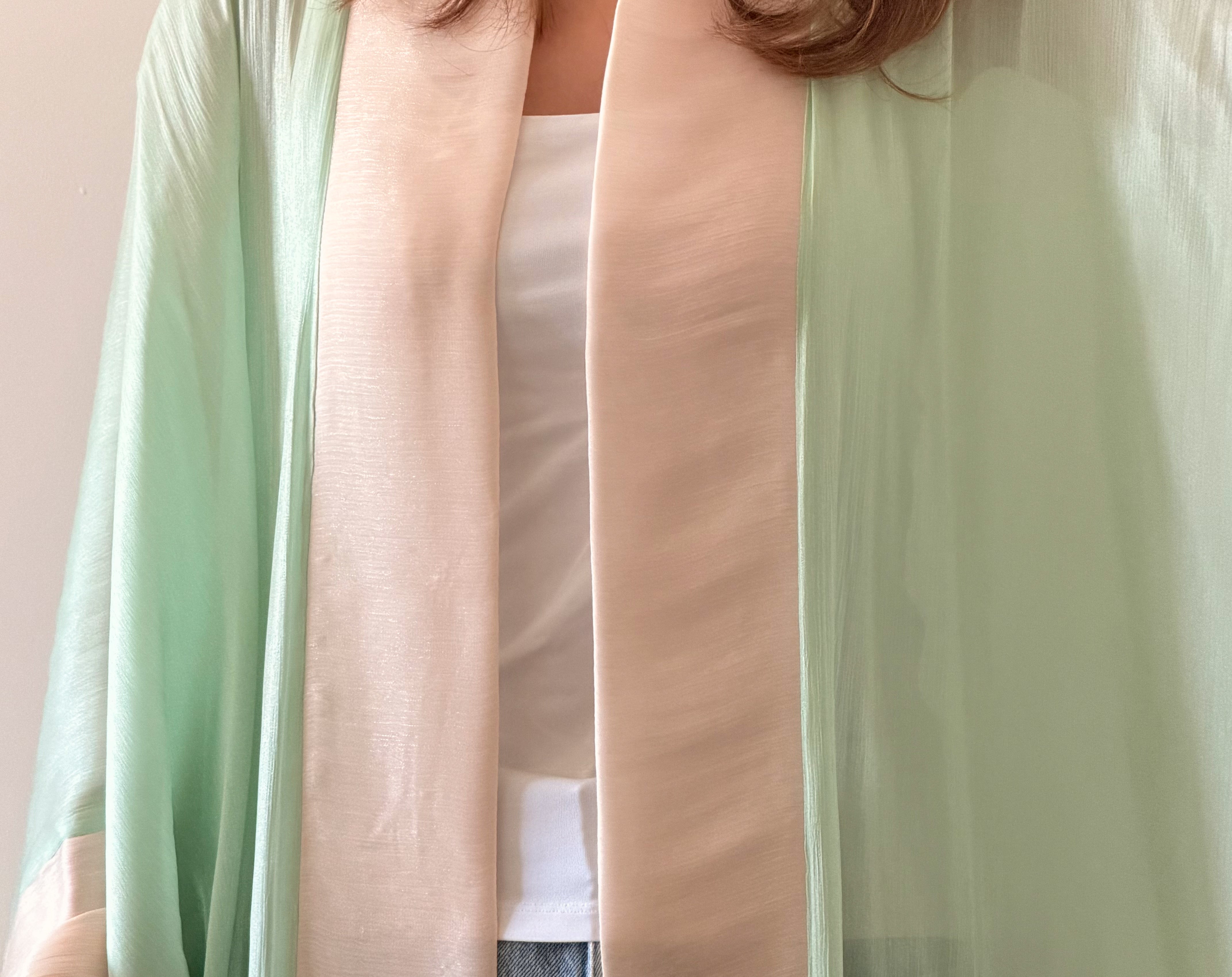 NOARINA Sheer Chiffon Pistachio Kimono