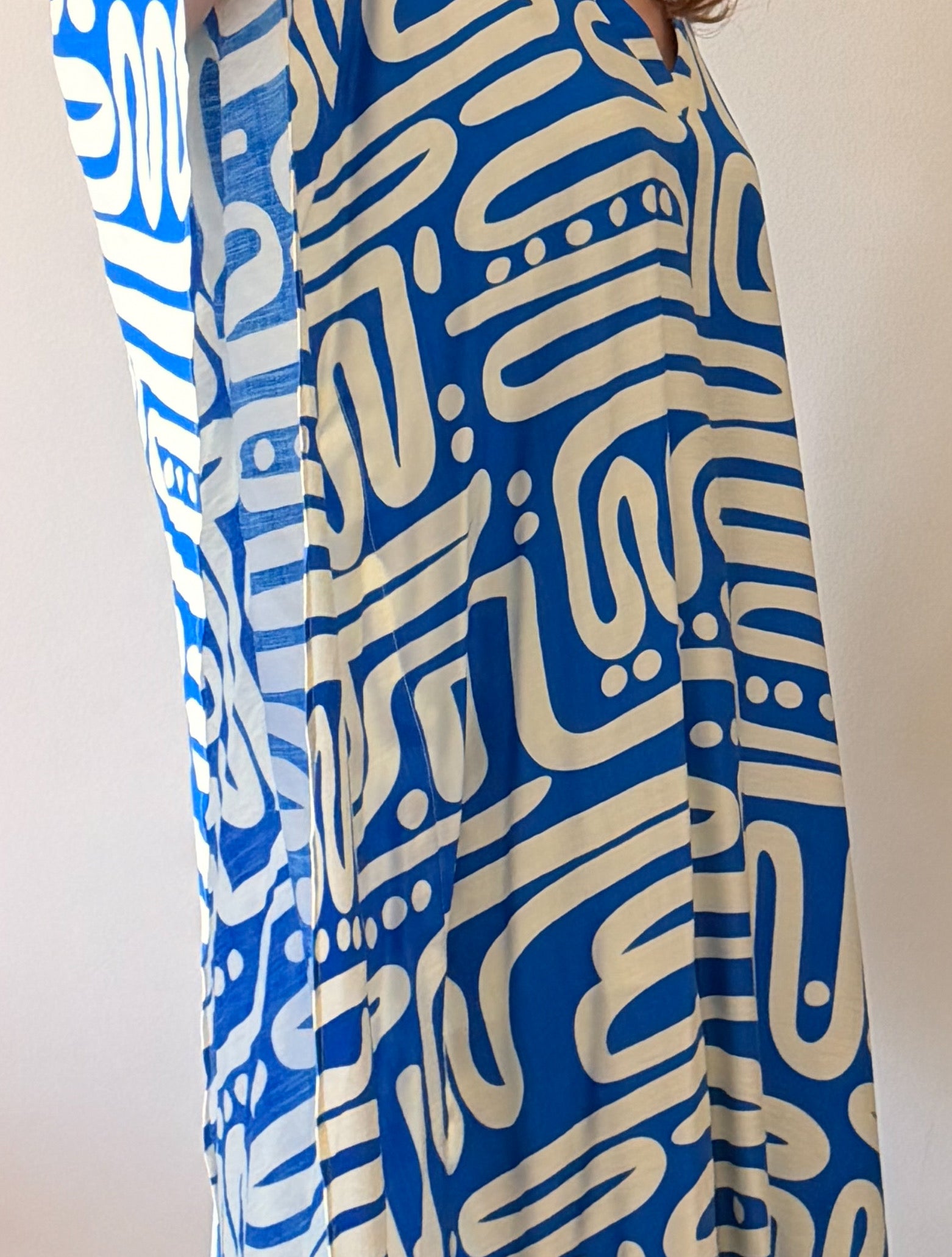 ARANJA Blue Cotton Linen Dress