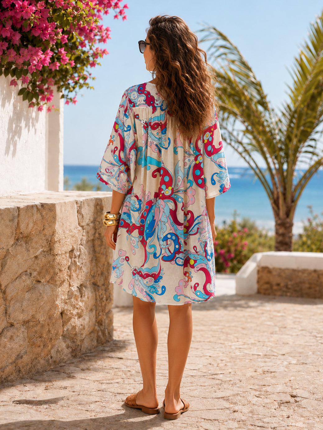 ARANJA Blue x Pink Cotton Linen Dress – 3