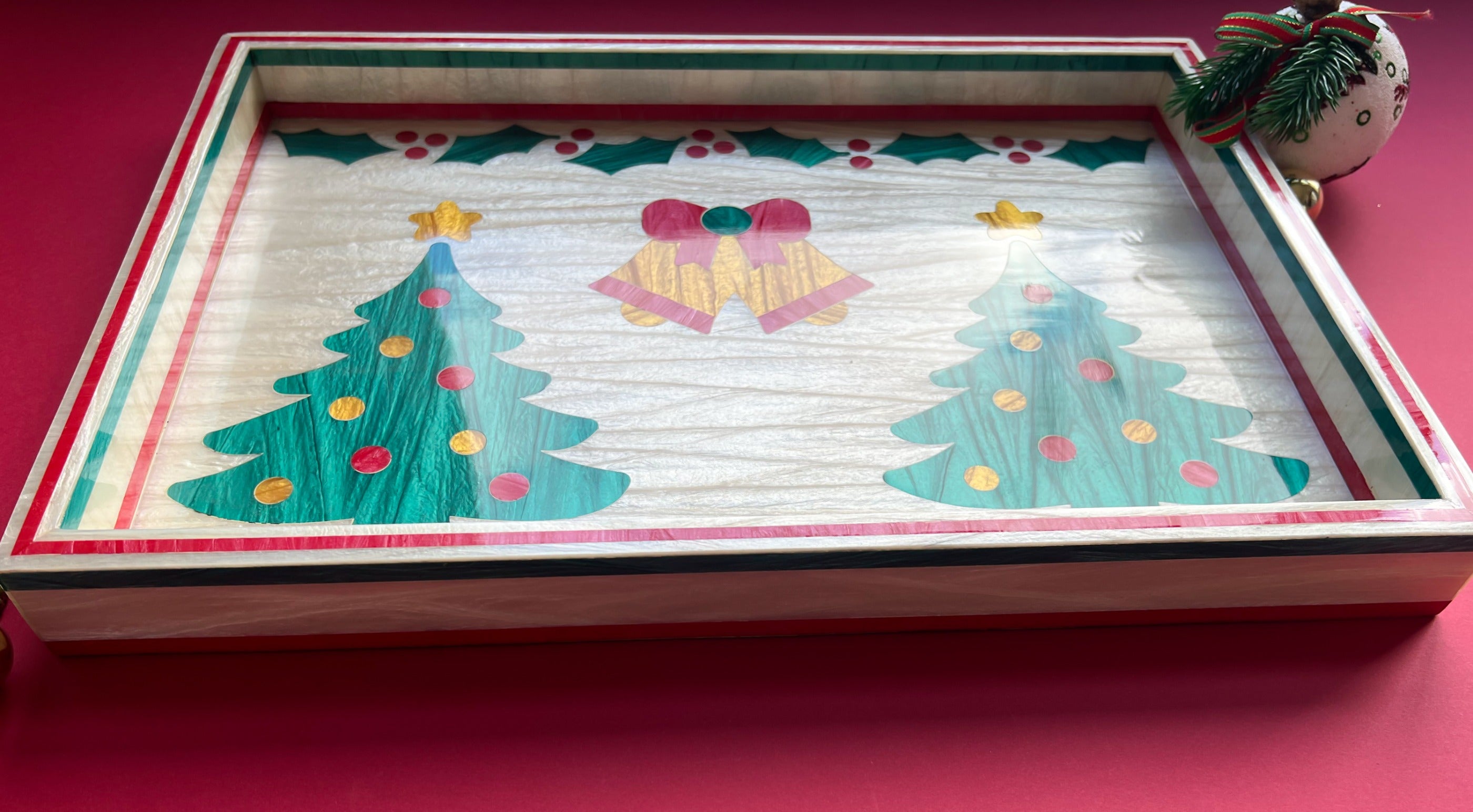Christmas Bell Wooden x Mother of Pearl Tray – 4