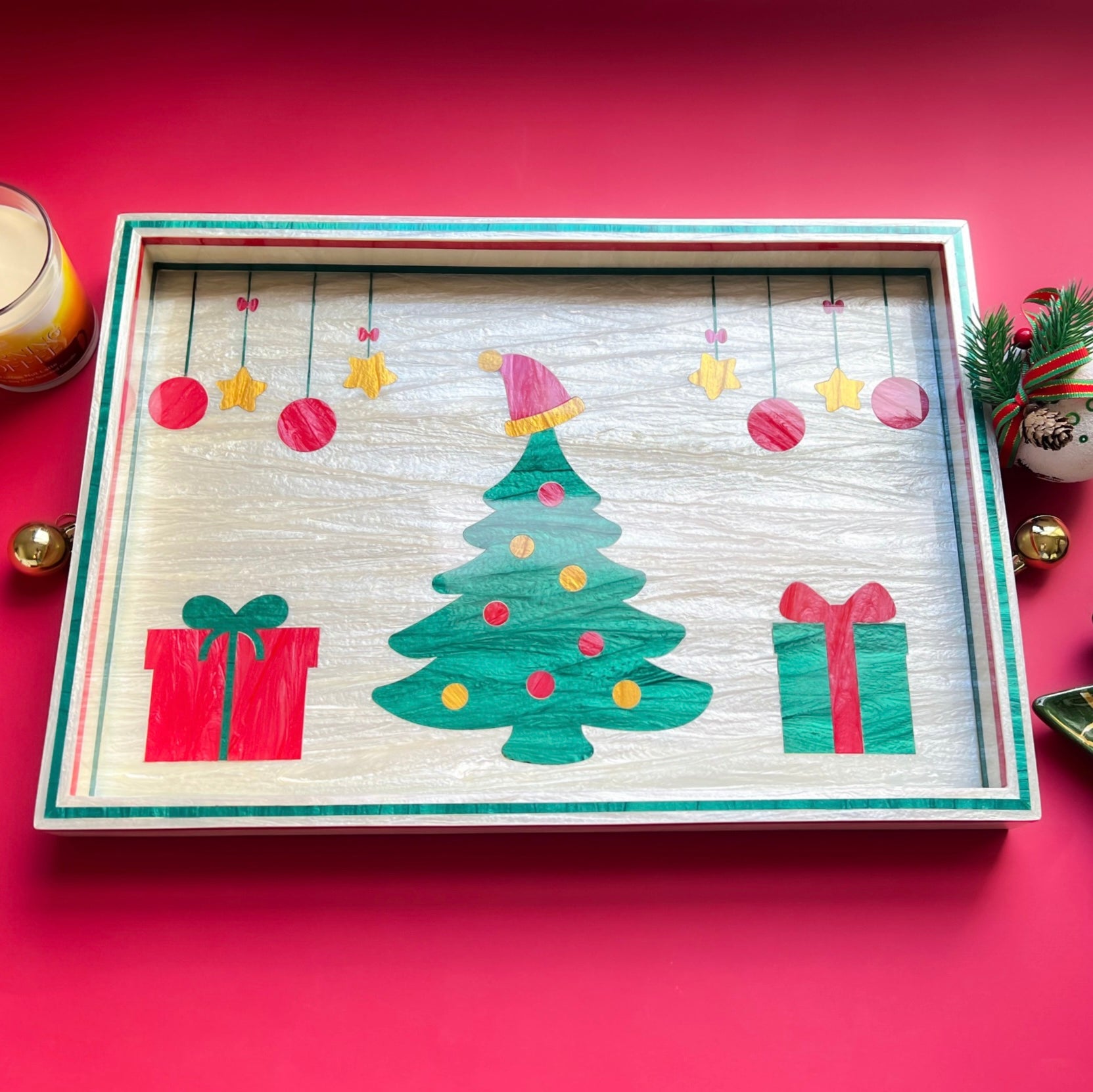 Christmas Gifts Wooden x Mother of Pearl Tray