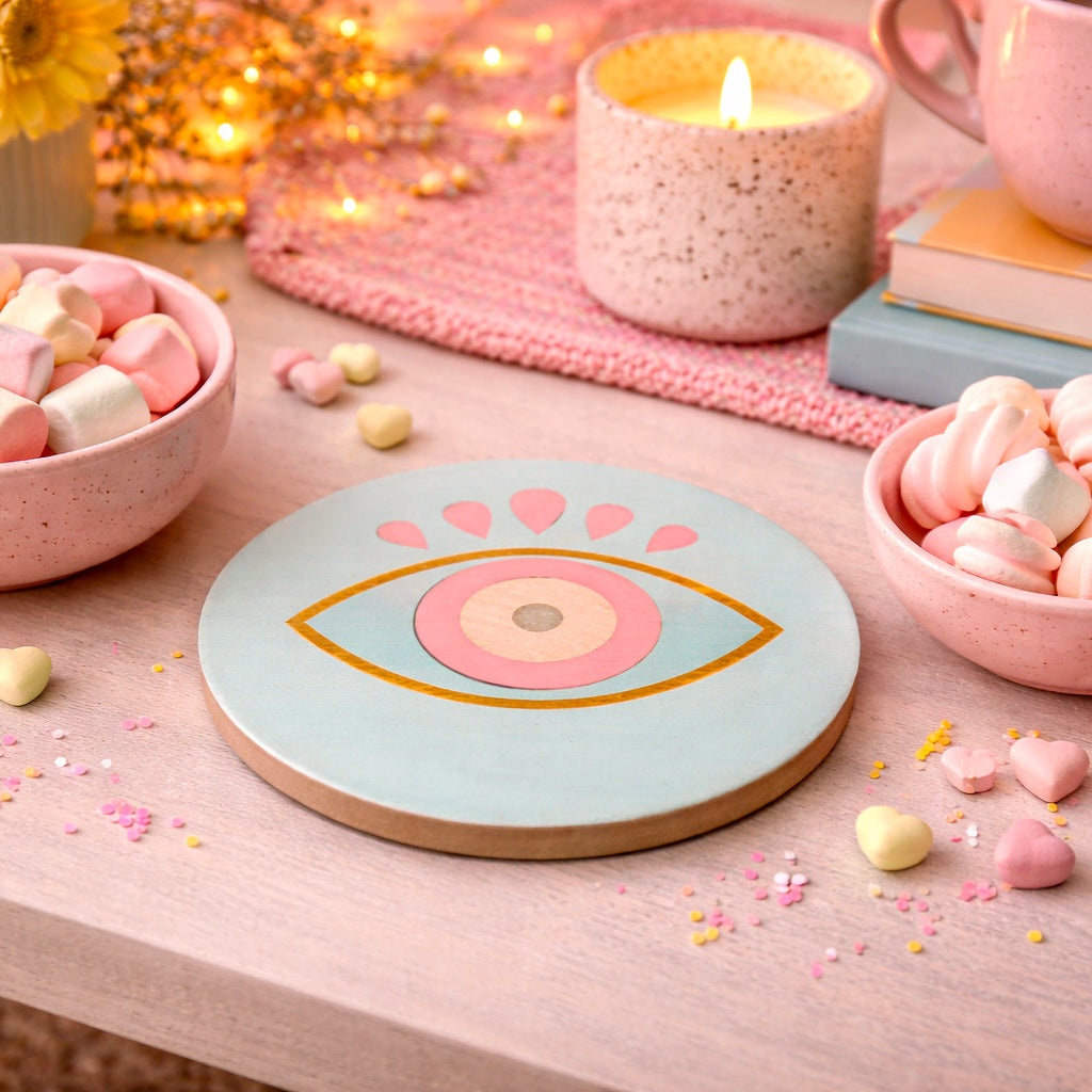 ERVY Baby Blue Wooden x Mother of Pearl Coaster