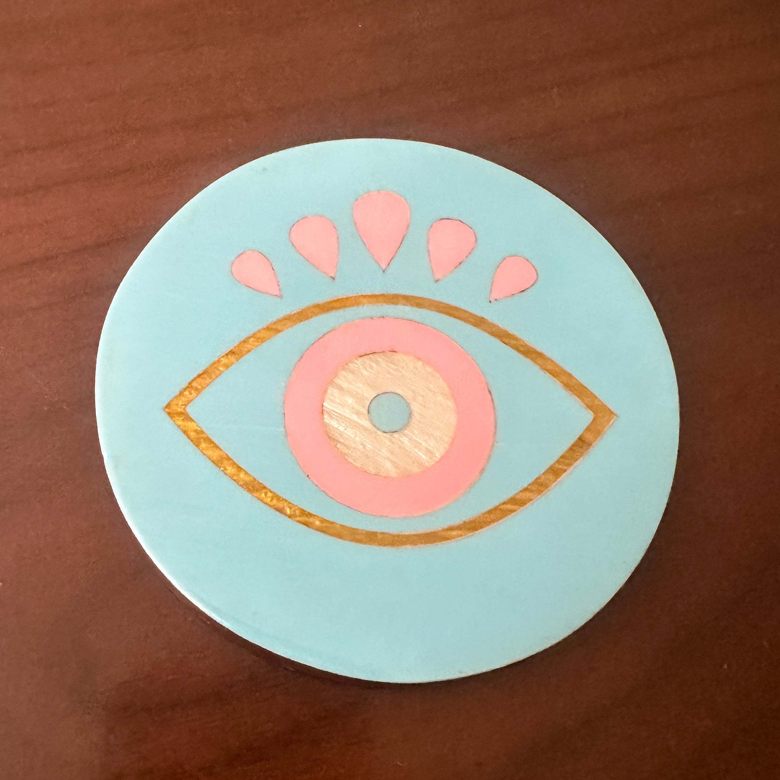 ERVY Baby Blue Wooden x Mother of Pearl Coaster – 3