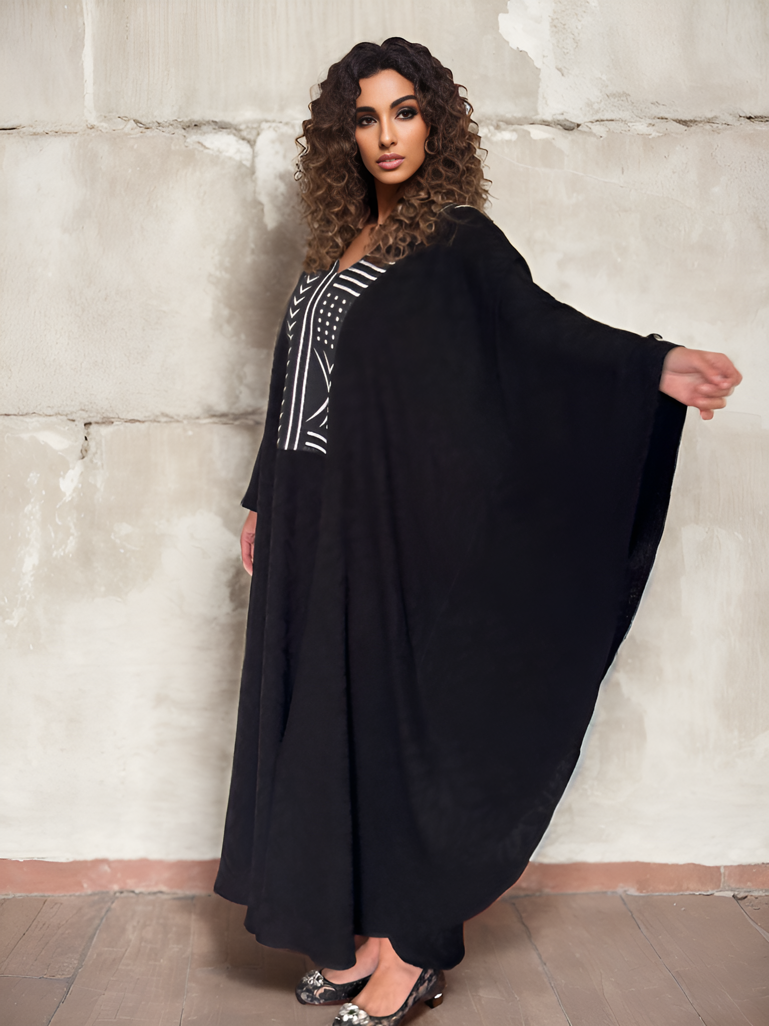 NOARINA Black Crepe Long Dress
