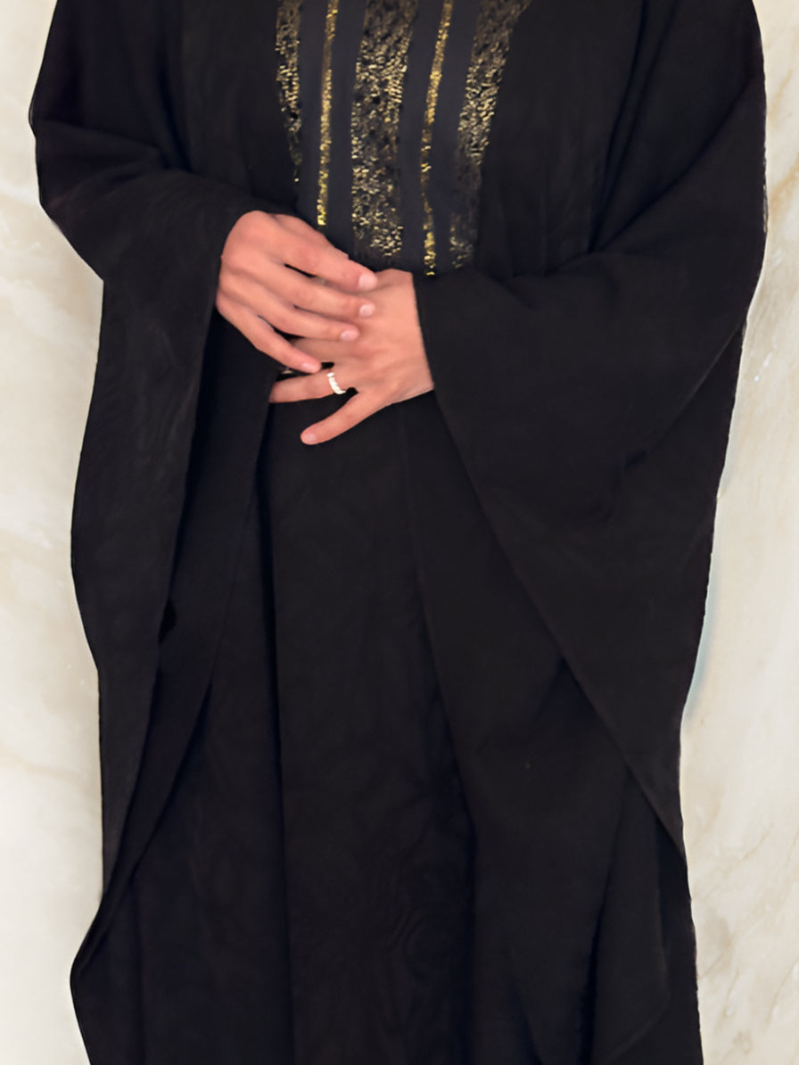 NOARINA Black x Gold Crepe Long Dress  – 9