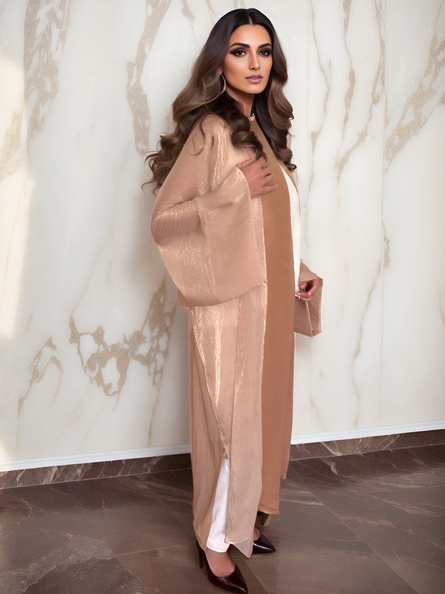 NOARINA Sheer Chiffon Cafe Long Kimono – 5