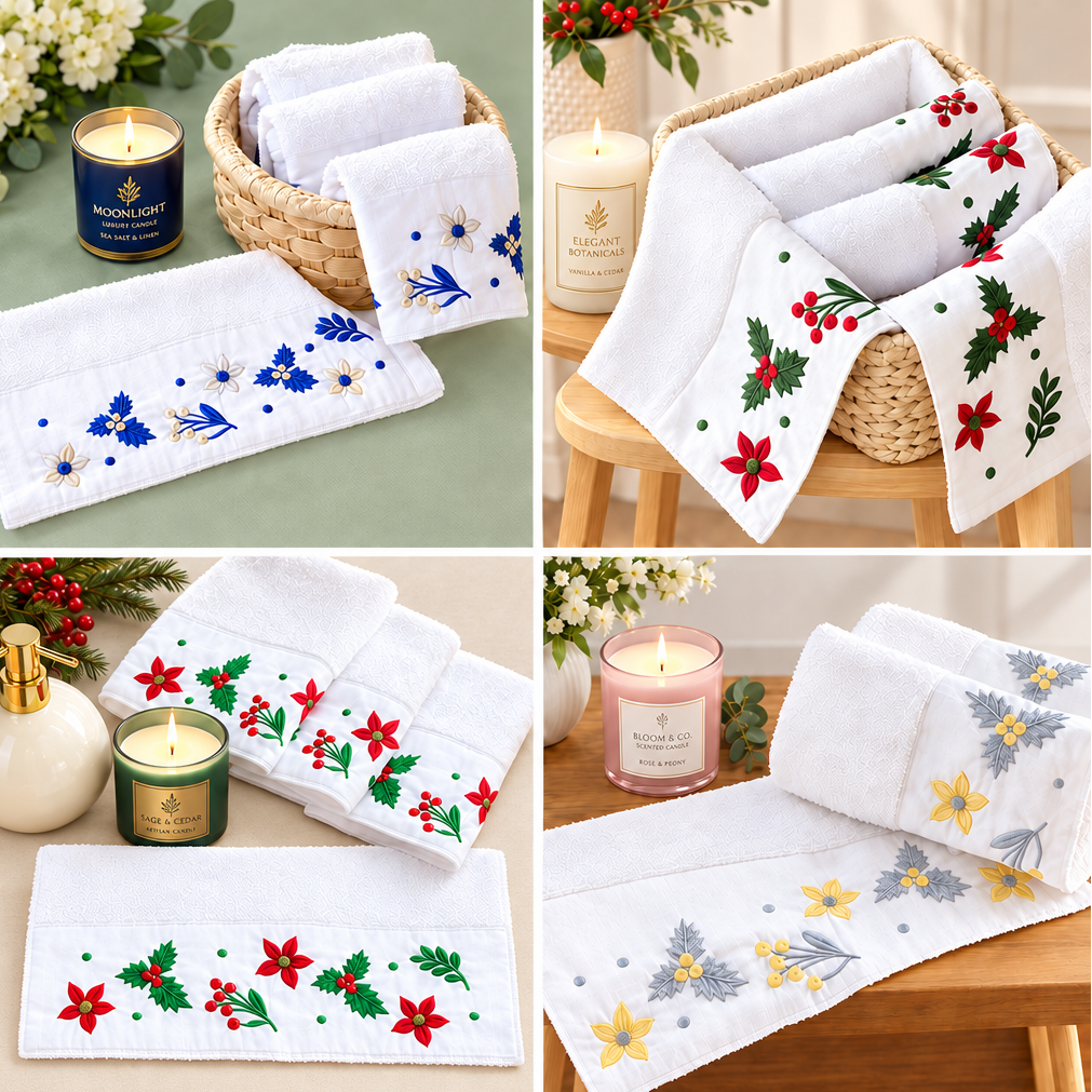 SAVING Bundle: 4 Leaves Guest Towels + 1 MOODY 250gm Candle ”SAVE 10”