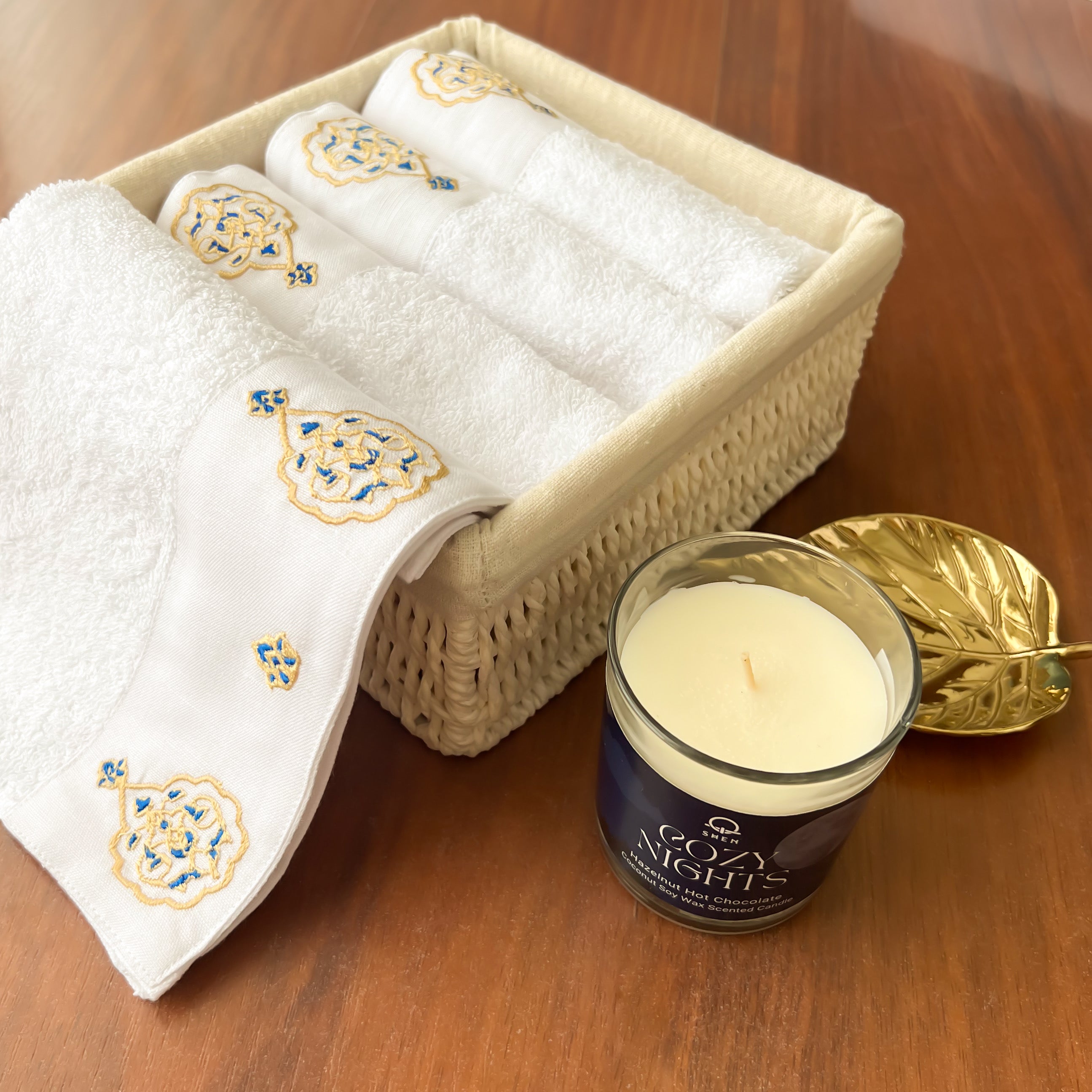 YAQEEN Gold X Blue Towels – 8